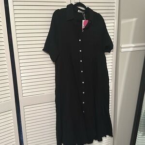 Amazon paintcolors button up black dress- size Xl